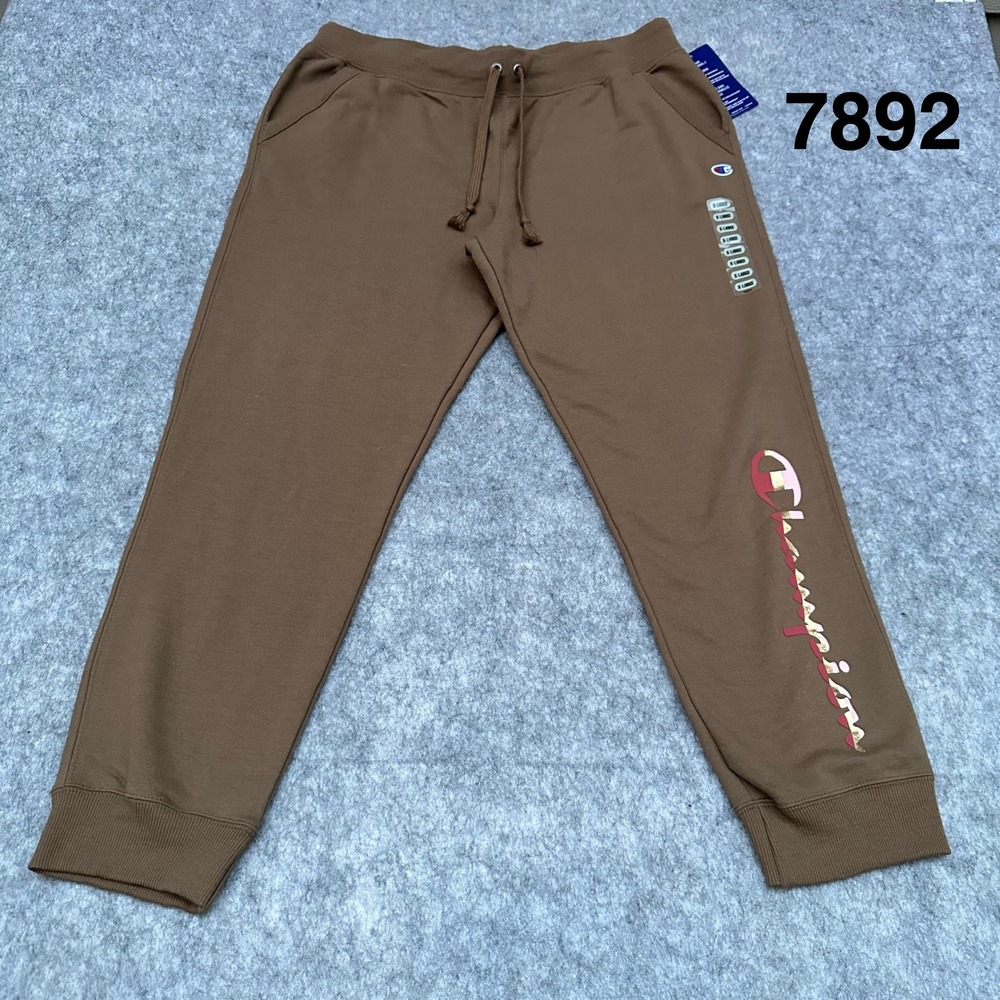 Champion Mens Powerblend Joggers XL Brown Fleece Sweatpants GF478 QQ0 NEW